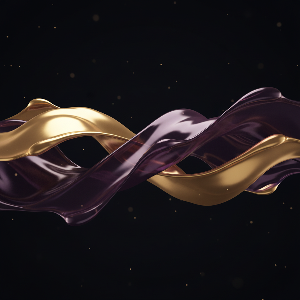 Abstract fluid gold and dark purple
